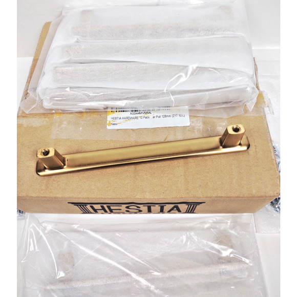 10 Pack HESTIA Satin Gold Cabinet/Drawer Handles/Pulls - 5" Hole Centers Z17 - Picture 7 of 9